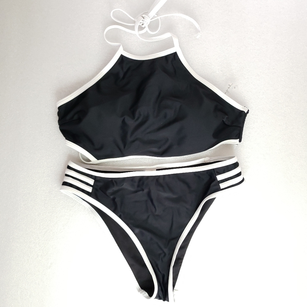 Cupshe Black & White Bikini Set Small